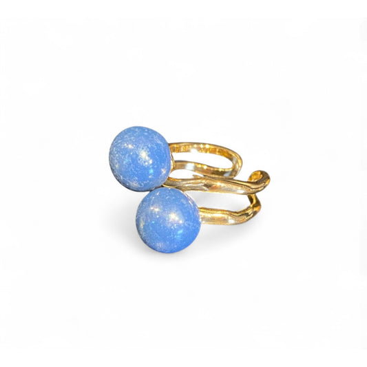 Kazuri Strikkering - Shushu blue forgyldt