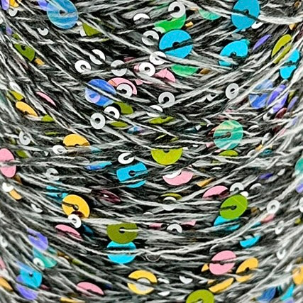 Wolle Halle Paillet Garn - Grau Weiss Multi