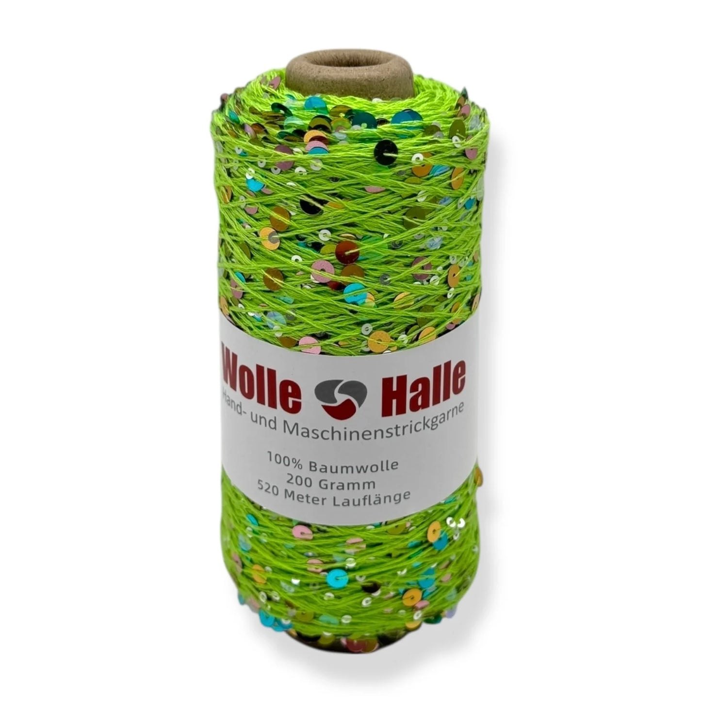 Wolle Halle Paillet Garn - Neon Grün