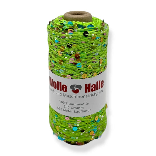Wolle Halle Paillet Garn - Neon Grün